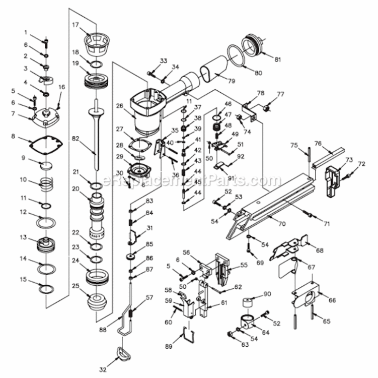 Page A Diagram and Parts List for IFN35650  Campbell Hausfeld Nailer